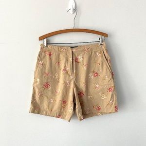 Lauren Ralph Lauren 100% cotton tan floral flat front shorts Sz 6